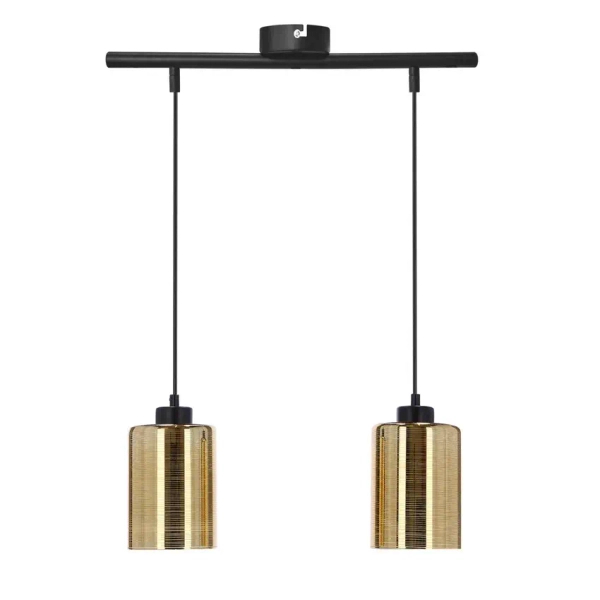 Lampa wisząca do salonu COX 32-59352 szklana tuba złoty czarny