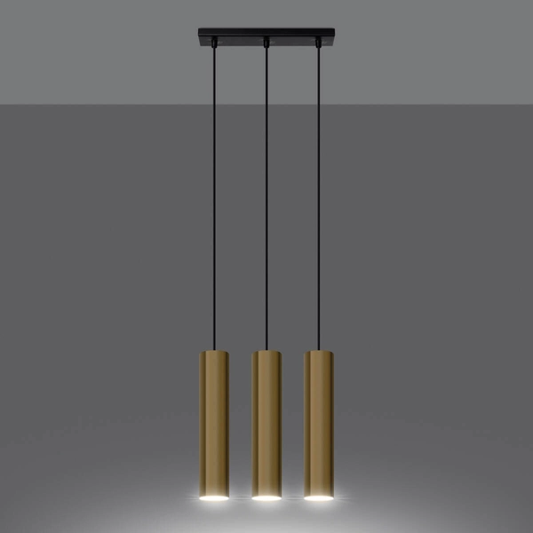 Lampa wisząca potrójna Lagos SL.1201 do salonu tuba modernistyczna złota