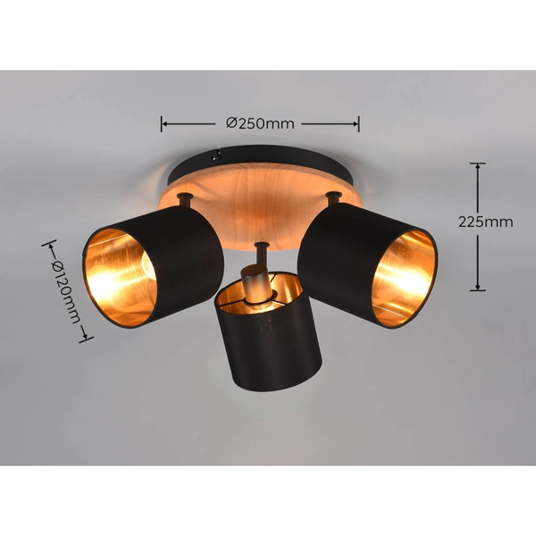 Abażurowa lampa sufitowa Tommy R81333930 drewniany czarny złoty