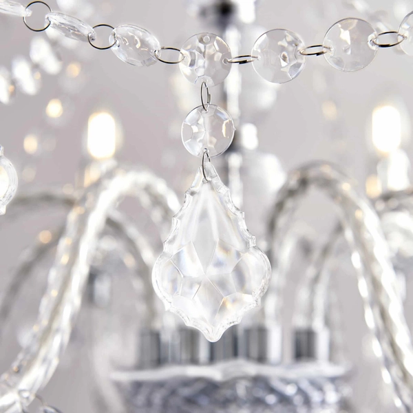 Żyrandol glamour świecznikowy Clarence 308-8CL Endon chrom przezroczysty