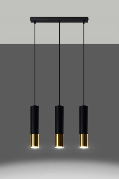 Loftowa LAMPA wisząca SL.0954 modernistyczna OPRAWA metalowy ZWIS tuby czarne złota