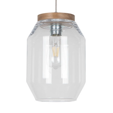 Skandynawska lampa wisząca VASO 169110174 słoik zwis przezroczysty drewno