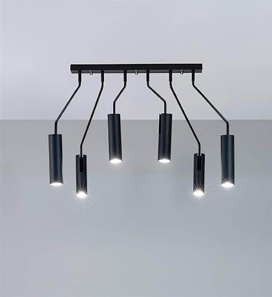 Lampa sufitowa 6-punktowa Ramus na wysięgnikach czarna
