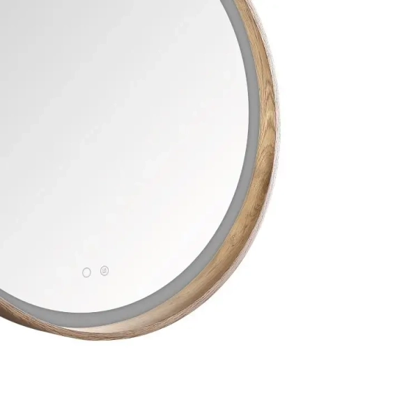 Lustro na ścianę nad umywalką 80cm 3123-2 LED 36W CCT okrągłe IP44 drewno