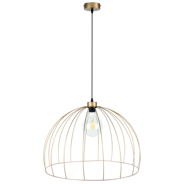 Loftowa lampa wisząca COOP 1883974 metalowa druciany czarna drewno