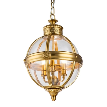 Lampa wisząca kula Adams FE-ADAMS-3P-BB Feiss przezroczysta mosiądz