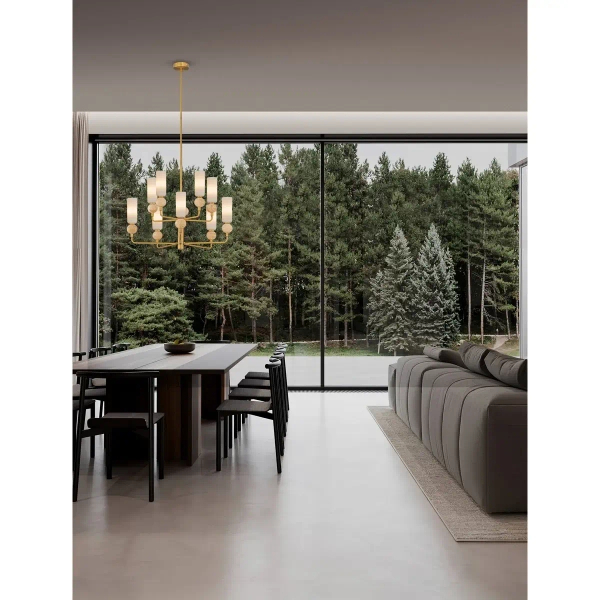 Metalowy żyrandol glamour CORVIZO LE45277 do salonu złoty biały
