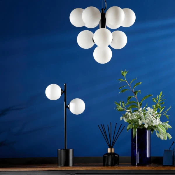 Molekułowa wisząca lampa Vine VIN2322-02 szklana biała czarny