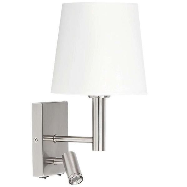 Kinkiet LAMPA ścienna HARVEY 6539 Rabalux abażurowa OPRAWA regulowany reflektorek LED 3W 2800K tuba do czytania satyna