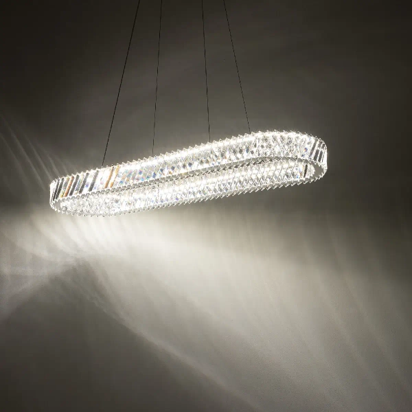 Owalna lampa wisząca LUXORA 11707 LED 40W 3000K kryształowa nikiel