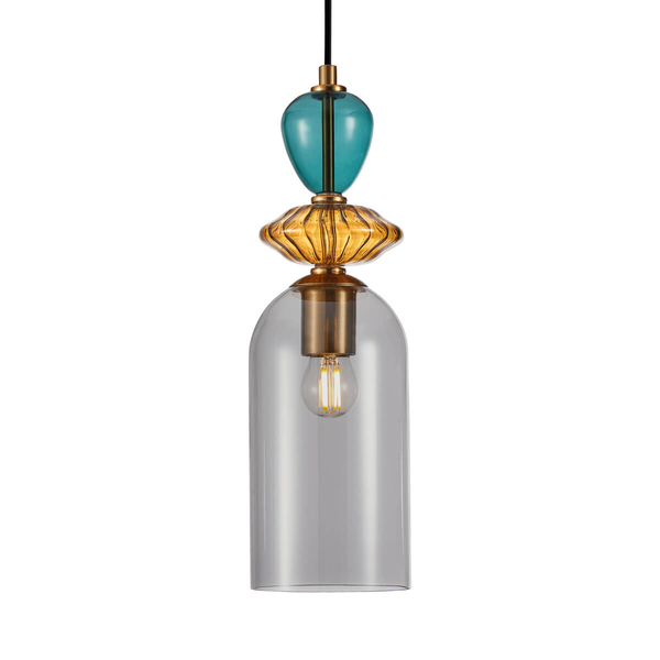Szklana lampa wisząca Busco PND-30263-1C-BRO-SG przydymiony złoty kolorowy