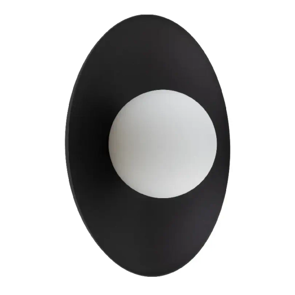 Lampa ścienna do jadalni Slate 10934 mleczna kula tarcza czarny