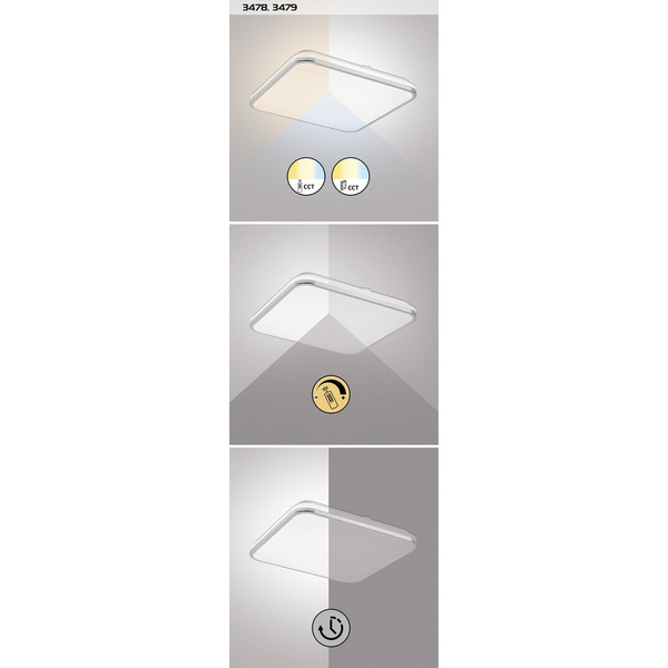 Nowoczesna LAMPA sufitowa LINDEN 3479 Rabalux plafon LED 72W 3000K - 6500K z pilotem chrom biały