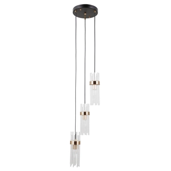 Wisząca lampa nad stół Taraso PND-40760-3-BK-HBR czarny złoty przezroczysty