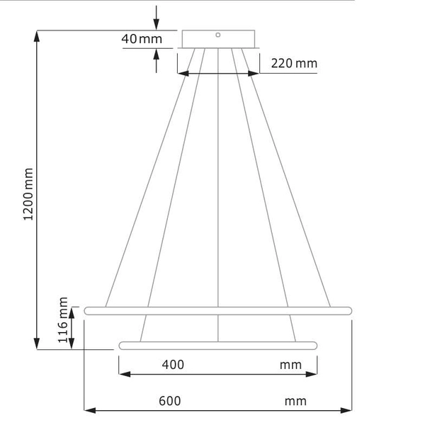 LAMPA wisząca SLIM/000010/4000/B MDECO metalowa OPRAWA okrągły ZWIS LED 53W 4000K do biura czarny