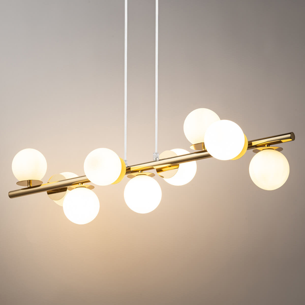 Zwisająca lampa na belce Avola 40797 Sigma bańki do salonu złota biała
