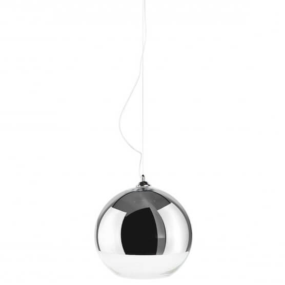Szklana lampa wisząca Silver Ball kula nad łóżko chrom