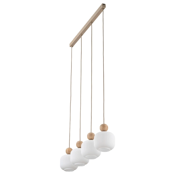 Lampa wisząca nad stół Ballo 11051 podłużna na belce biały beżowy