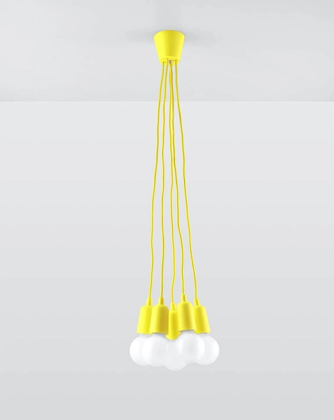 Wisząca LAMPA industrialna SL.0580 pająk OPRAWKA przewody ZWIS kable żółta