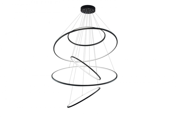 Ściemnialna lampa wisząca Wheel obręcze LED 190W 3000K czarne
