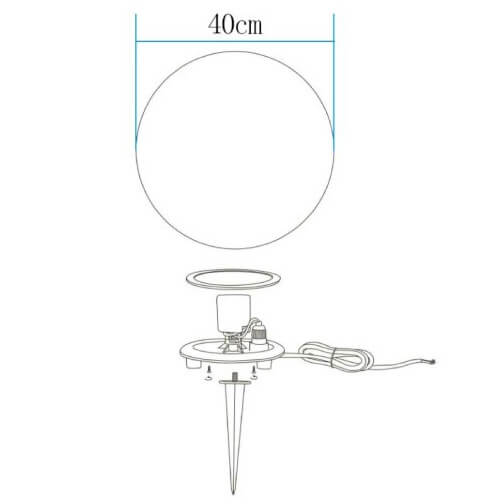 Stojąca lampa balkonowa fi 40 Ball ES-B040 IP65 okrągła kula zewnętrzna biała