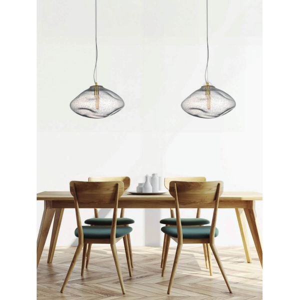 Szklana lampa wisząca INES AZ5763 Azzardo do salonu złoty przezroczysty