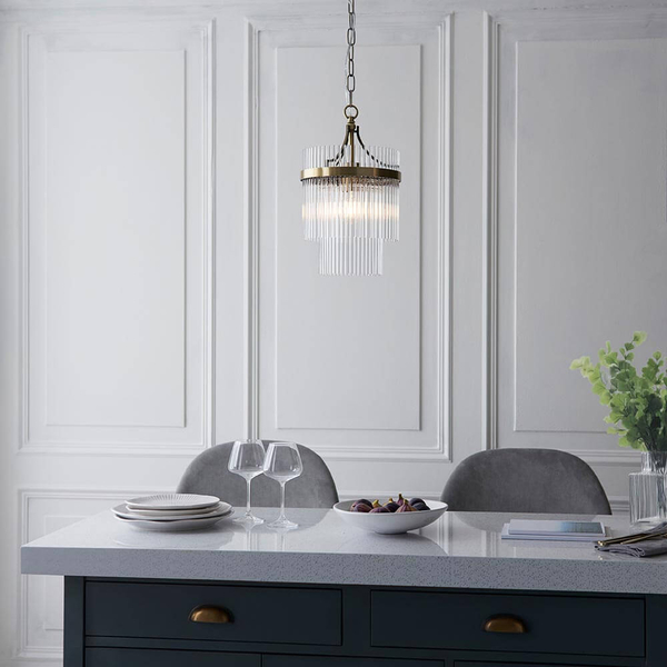 Salonowa lampa wisząca Marietta 112572 na łańcuchu mosiądz