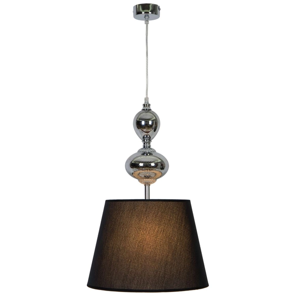 Lampa wisząca MEGAN T15027-1P abażurowa klasyczny zwis chrom czarna