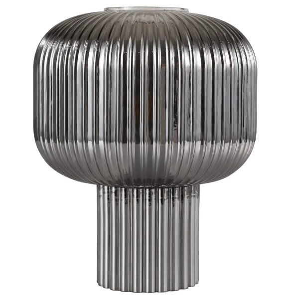 Nocna lampa grzyb Demarius DEM4210 szklana przydymiona czarna