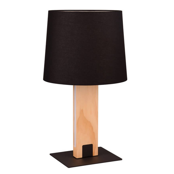 Tkaninowa lampka nocna Rahul 547610232 abażur czarny brązowy