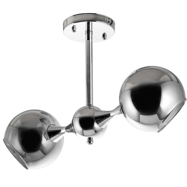 Modernistyczna lampa sufitowa VEN C854-2 szklane klosze chrom przydymione