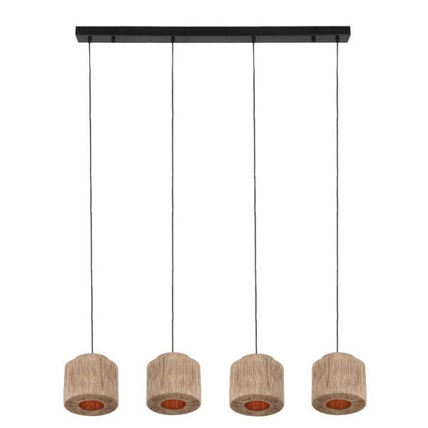 Wielopunktowa lampa wisząca SMILLA 366800436 boho z juty beżowa czarna