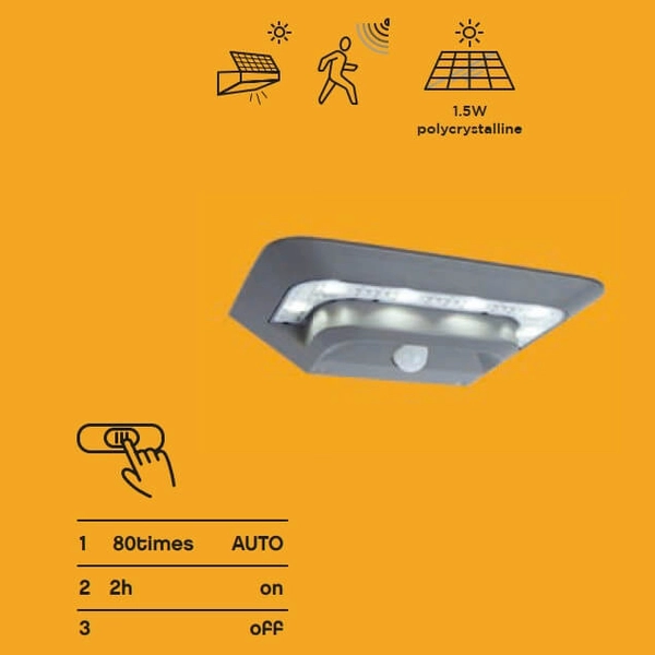 Kinkiet elewacyjny z czujnikiem GHOST 6901401337 LED 2,4W 4000K IP44 szary