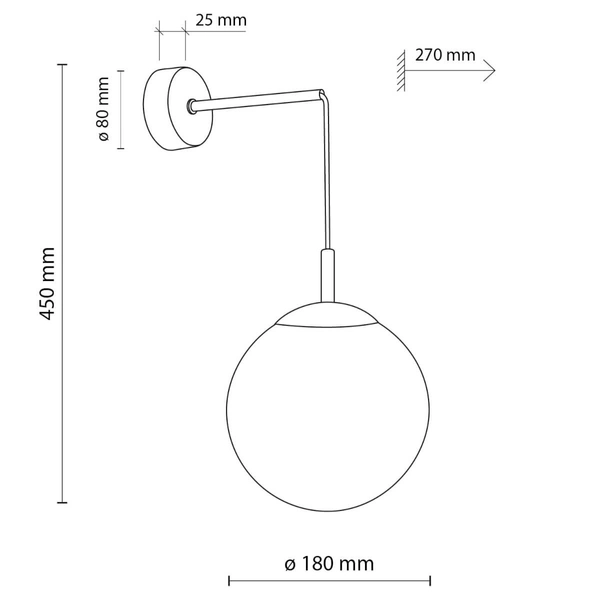 Gabinetowa lampa naścienna Esme 5388 loftowa kula czarna biała