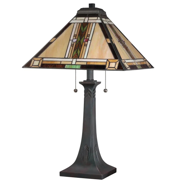 Witrażowa stołowa lampa Navajo QZ-NAVAJO-TL-VB szklana brązowa