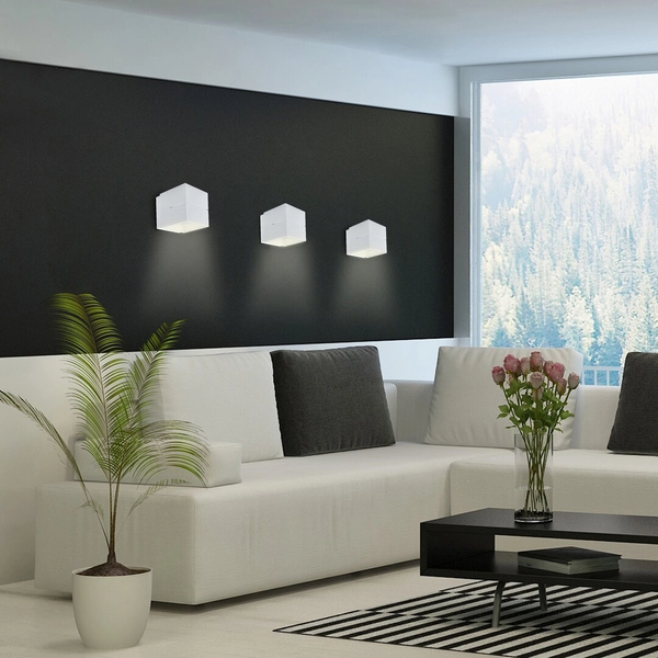 Minimalistyczna LAMPA ścienna KAUNAS 7018 Rabalux metalowa kostka do przedpokoju biała