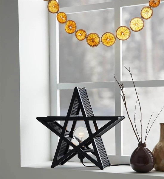 Ozdoba stołowa świetlna Bamboo gwiazda star stojąca czarna