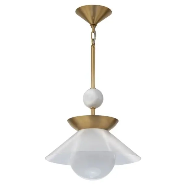 Modernistyczna lampa wisząca Saucer QN-SAUCER-1P-M-AB-OPAL szklana mosiądz