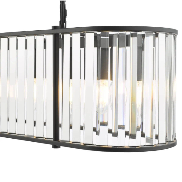 Owalna wisząca lampa Kiran KIR3422 nad stół kryształowy czarny