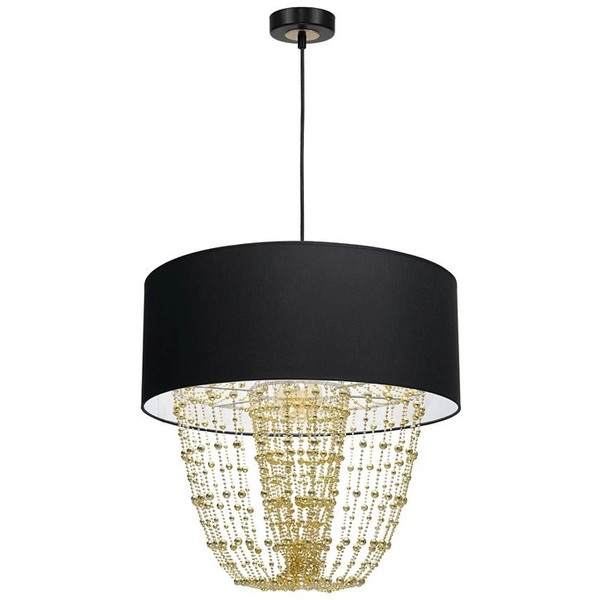 Abażurowa LAMPA wisząca ALMERIA MLP6442 Milagro okrągła OPRAWA zwis z kryształkami crystal glamour czarny złoty