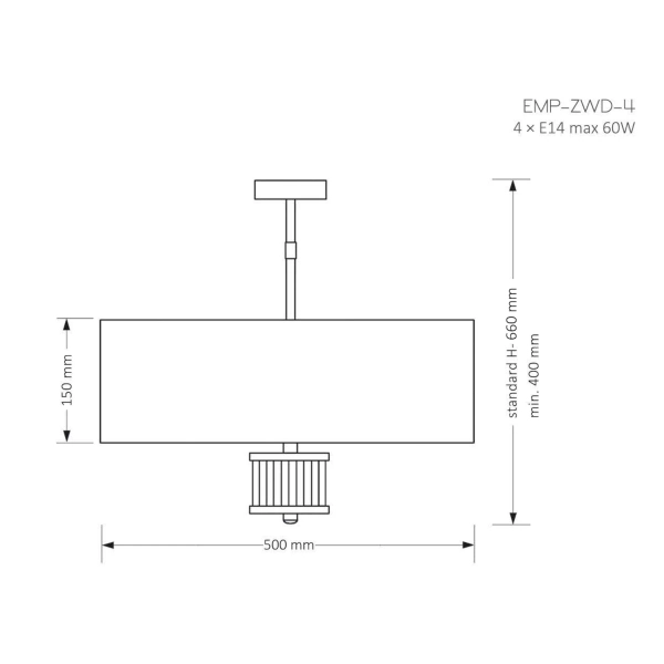 Wisząca lampa nad wyspę Empoli EMP-ZWD-4 (Z) abażurowa biała mosiądz