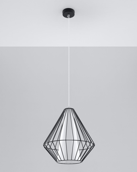 Industrialna LAMPA wisząca SL.0298 druciana OPRAWA zwis drut metalowy klatka skeleton czarny