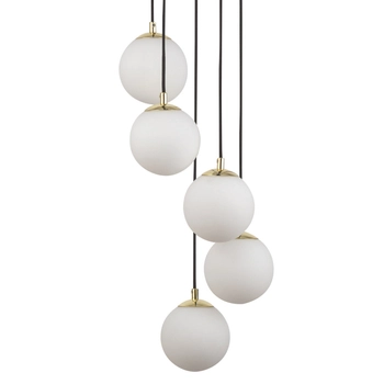 Kaskadowa lampa wisząca Piano 33659 Sigma kule balls białe czarne mosiądz