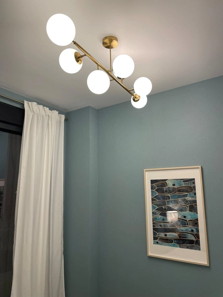 Modernistyczna lampa sufitowa DORADO LP-002/8P Light Prestige loftowa oprawa metalowy plafon molekuły złote białe