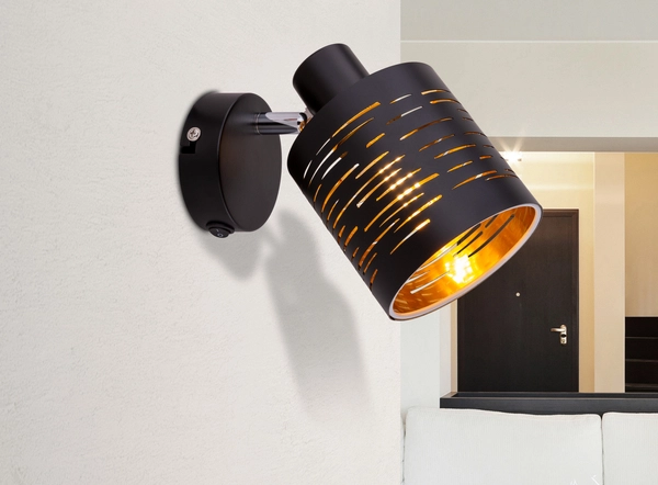 Ścienna lampa regulowana Tunno 15342- 1 czarna złota