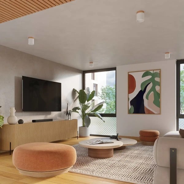 Sufitowy spot RIF SL.1348 Sollux tuba do sypialni drewniany biały