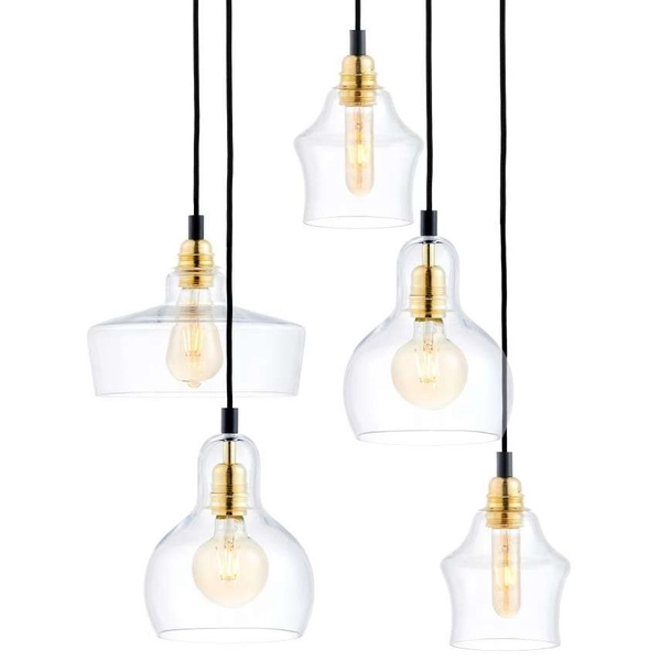 Lofrowa LAMPA wisząca LONGIS 10878505 Kaspa szklana OPRAWA skandynawski ZWIS kaskada złota przezroczysta czarna