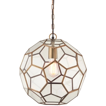 Nowoczesna lampa wisząca Miele 69784 Endon geometryczna kula ball mosiądz