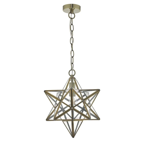 Geometryczna lampa wisząca Ilario ILA8675 gwiazda szklany mosiądz
