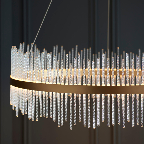 Okrągły żyrandol do salonu L&-1107672 LED 83W 3000K złoty przezroczysty